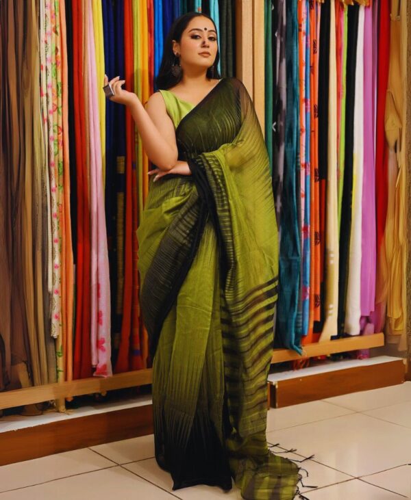 Green Black Silk Cotton Handloom Saree Premium No.1 Quality