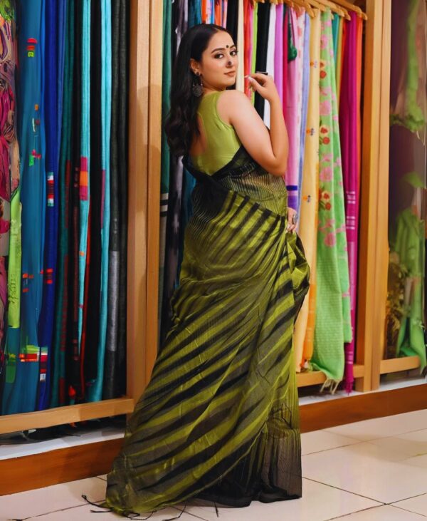 Green Black Silk Cotton Handloom Saree Premium No.1 Quality